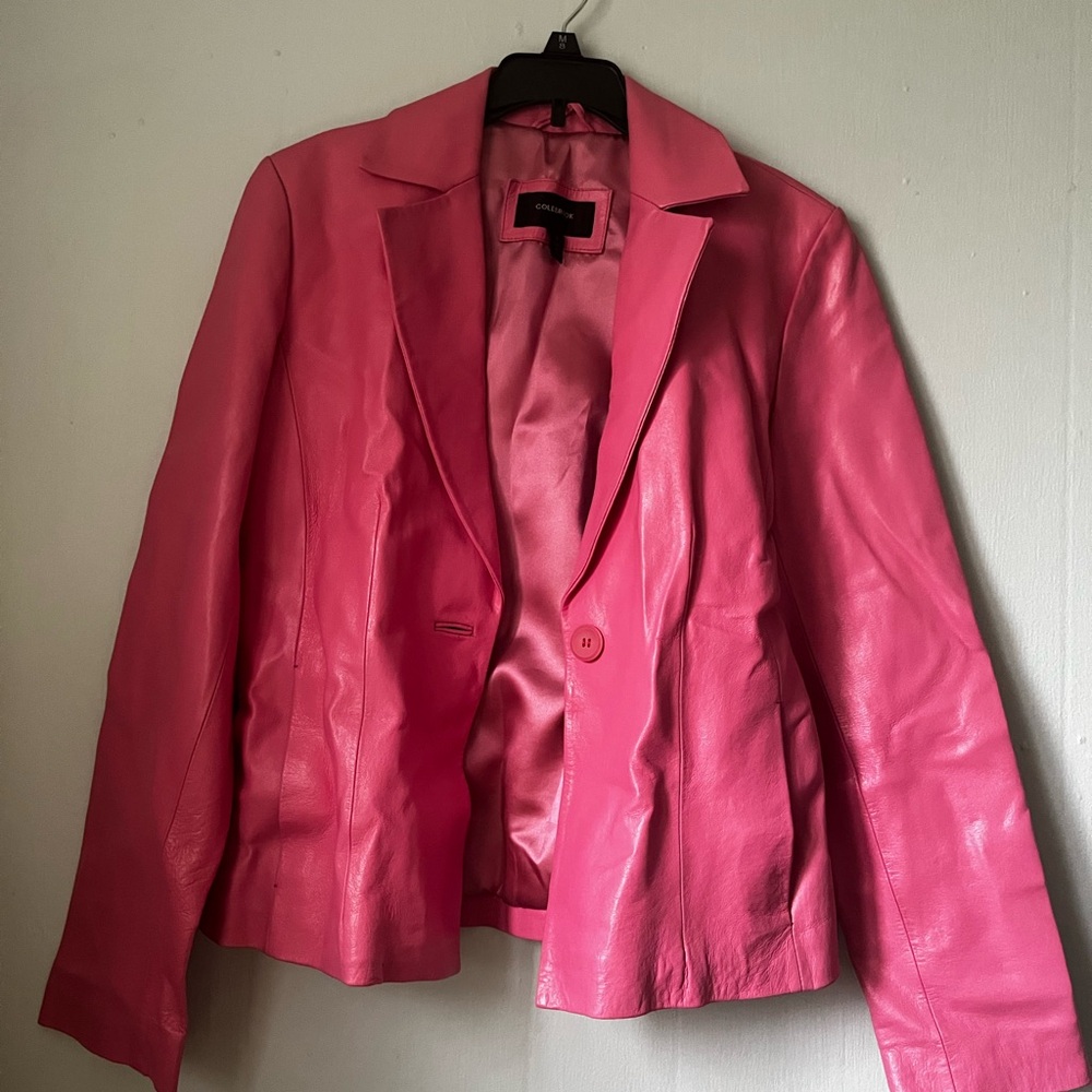 COLEBROOK baby pink real leather jacket